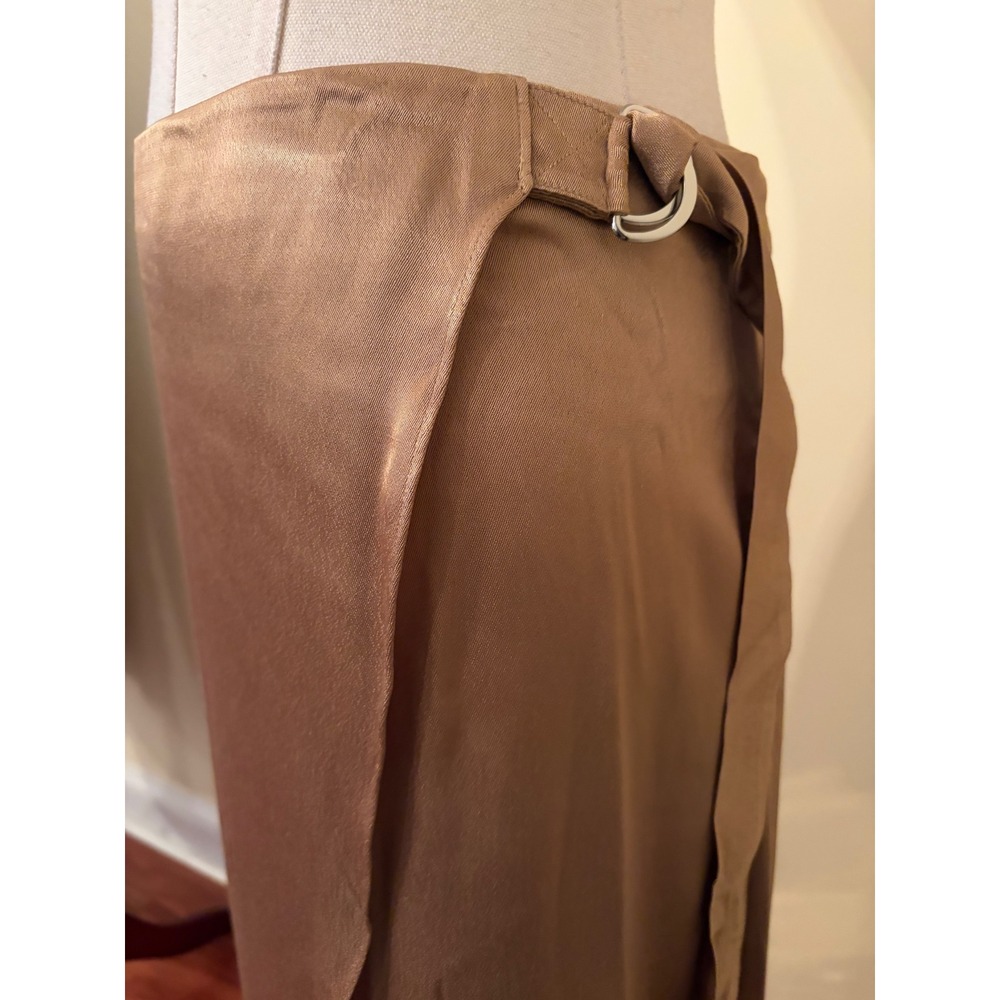Vince Champagne Satin D-Ring Wrap Midi Skirt Size 12 Viscose Blend - Picture 5 of 7